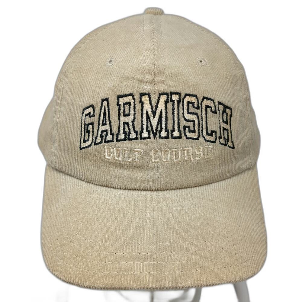 Town Talk Baseball Cap Beige One Size Corduroy Garmisch Golf Course Leather Hat